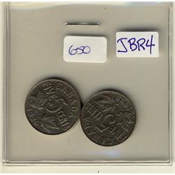 1925 & 1926 Far 5¢.  Lot of 2 key dat coins. VG.