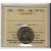 Image 1 : 1927 5¢ ICCS MS63.  Well struck example.