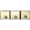 Image 1 : 1880H Obv 1, 1888 & 1905 10¢ ICCS F15.  Lot of 3 coins.