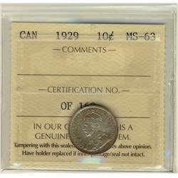 1929 10¢ ICCS MS63.  Light greenish shades.