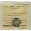 Image 1 : 1929 10¢ ICCS MS63.  Light greenish shades.