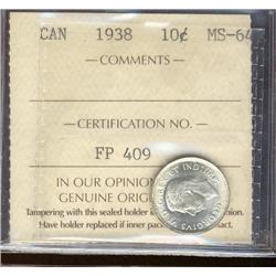 1938 10¢ ICCS MS64