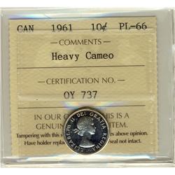 1961 10¢ ICCS PL66 Heavy Cameo.