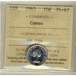 1963 10¢ ICCS PL67 Cameo.