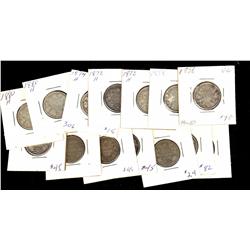 1858-1946 25¢.  Lot of 38 pcs includes 1858(2), 1872H(2), 1874H, 1880H(2), 1881H(3), 1882H, 1883H, 1