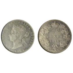 1875H 25¢ PCGS SP-64. Lightly toned with full reflective surfaces.  An excessively rare date.  Worth