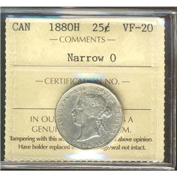 1880H 25¢ Nar 0 ICCS VF20.
