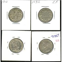 1910 & 1932 25¢.  Lot of 2 coins EF and better.