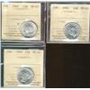Image 1 : 1944, 1945 & 1949 25¢ ICCS MS63.  Lot of 3 coins.