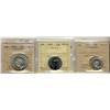 Image 1 : 1947 MS63 & 1945 50¢ ICCS MS63 along with 1991 25¢ ICCS MS65.  Lot of 3 coins.