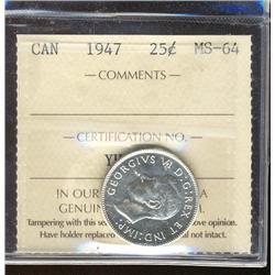 1947 25¢ ICCS MS64