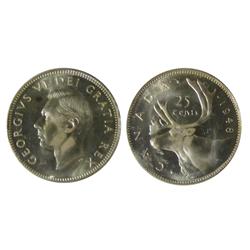 1948 25¢ ICCS MS66 brilliant with full lustre.  A very flashy example.  Lovely.