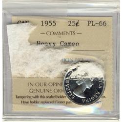1955 25¢ ICCS PL66 Heavy Cameo.