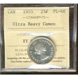 1955 25¢ ICCS PL66 Ultra Heavy Cameo.  Blast white example.