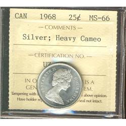 1968 25¢ Silver ICCS MS66 Heavy Cameo.  An absolute gem.  Blast white.