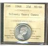 Image 1 : 1968 25¢ Silver ICCS MS66 Heavy Cameo.  An absolute gem.  Blast white.