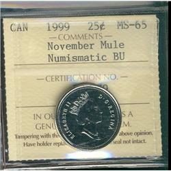 1999 25¢ November Mule ICCS MS65 NBU.