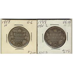 1888 & 1898H 50¢.  Lot of 2 coins Good to G6.