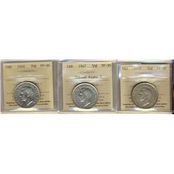 1937 50¢ 1947 CR7 , 1948 ,  Lot of 3 coins All ICCS graded VF30