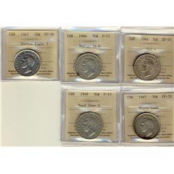 1944 50¢ Far 4  ICCS EF45,  1946 Design 50¢ ICCS F15 ,  1947 CR7 50c ICCS VF30 , 1947 ML 50¢ ICCS VF