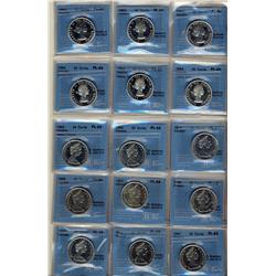 1962-1967 Proof Like 50¢.  Lot includes 1962 PL64, PL65(2), 1964 PL65(2), PL66, 1965 PL64, PL65(2), 