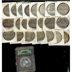 1935 - 1962 $1.  Lot of 23 coins, 1935, 1936, 1937, 1938, 1939, 1946, 1947 BL7, 1949, 1950(2), 1951,