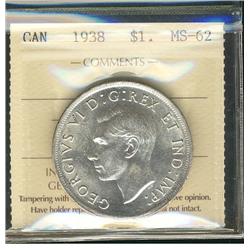 1938 $1 ICCS MS62.  Lustrous.
