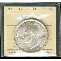 1938 $1 ICCS MS64.   Superb example full of lustre.