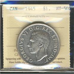 1945 $1 ICCS AU50.