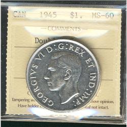 1945 $1 ICCS Dbl HP MS60.