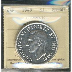 1945 $1 ICCS Dbl HP MS60.