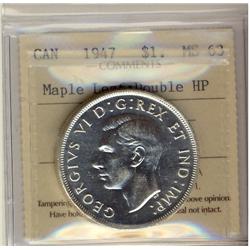 1947 $1 ML Dbl HP ICCS MS63. Brilliant and lustrous
