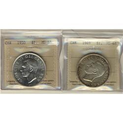1949 & 1950 $1 ICCS MS65.  Lot of 2 ICCS coins.