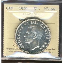 1950 $1 Arnp ICCS MS64.  Fully lustrous example.