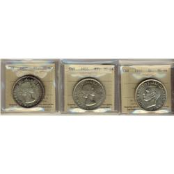 1951 & 1955(2) $1 ICCS MS64.  Lot of 3 ICCS graded coins.