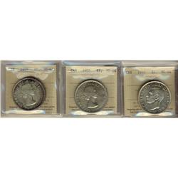 1951 & 1955(2) $1 ICCS MS64.  Lot of 3 ICCS graded coins.