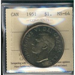 1951 $1 Arnp MS64. Lustrous