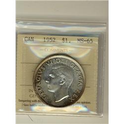 1952 $1 ICCS MS65.  Light golden rim tone.