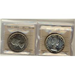 1953 NSF & SF ICCS MS64.  Lot of 2 coins.