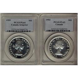 1954 $1 PL63 & 1955 Arnp PL64.  Lot of 2 coins both PCGS graded.