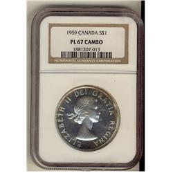 1959 $1 NGC PL67 Cameo.  Highest graded by NGC standards.