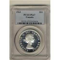 1963 $1 PCGS PL67.  With Heavy Cameo finish.