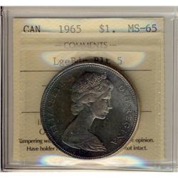 1965 $1 LgBd Blt 5 ICCS MS65.  Intense shades of green.