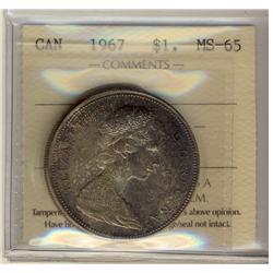 1967 $1 ICCS MS65.  Shades of gold and brown.