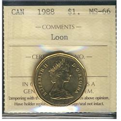 1988 $1 Loon MS66.  Just 5 listed in POP report.