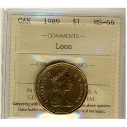 1989 $1 Loon MS66.  Just 1 listed in POP report.