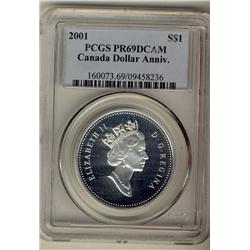 2001 PCGS $1Canada Dollar Anniv. PR69DCAM