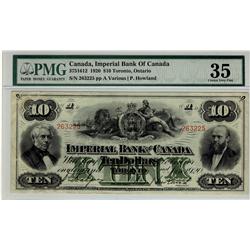 The Imperial Bank of Canada,  1920 $10 #263225, CH-375-16-12, PMG VF35, very clean and bright. The n