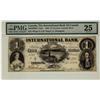Image 1 : The International Bank of Canada, 1858 $1 #194, CH-380-10-02-02, PMG VF25.  Rare Thompson signature.