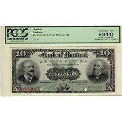 The Bank of Montreal, 1904 $10 SP, CH-505-48-04S, PCGS UNC64 PPQ